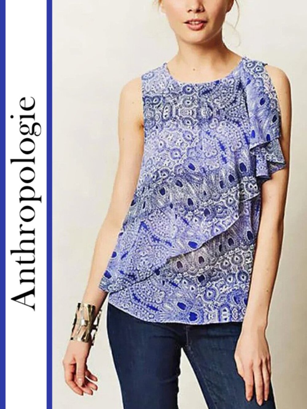Anthropologie/HD in Paris | 'Blue Sun Garden' Ruffle Detail Blouse